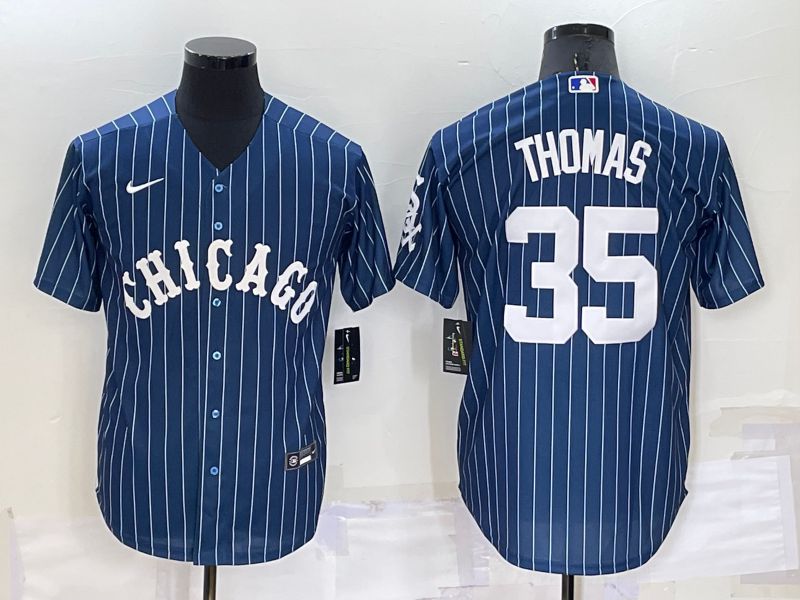 Men Chicago White Sox #35 Thomas Blue Stripe Throwback Nike 2022 MLB Jersey->women mlb jersey->Women Jersey